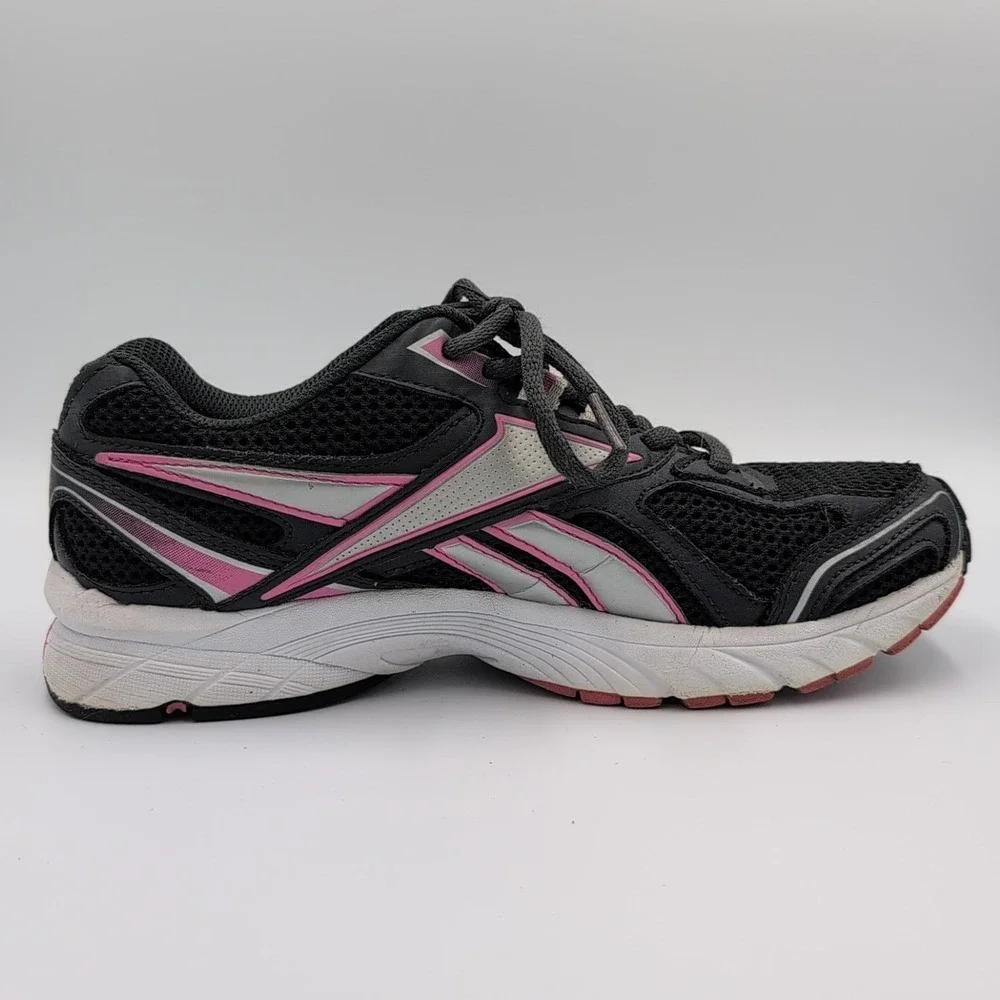 Reebok Pheehan Run Womens 7.5 Black Gray Silver‎ Lace Up Athletic Daily Shoes